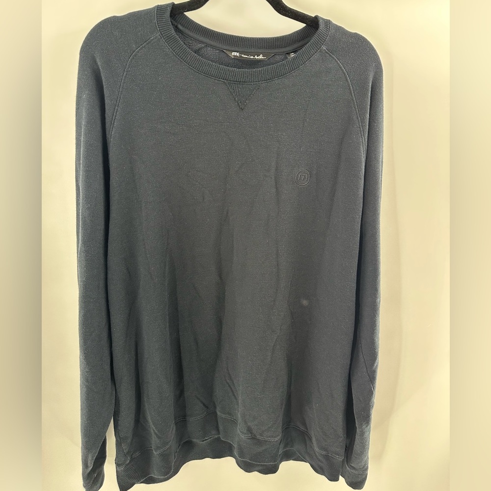 Travis Matthew black crewneck pullover sweater with logo on chest size XXL